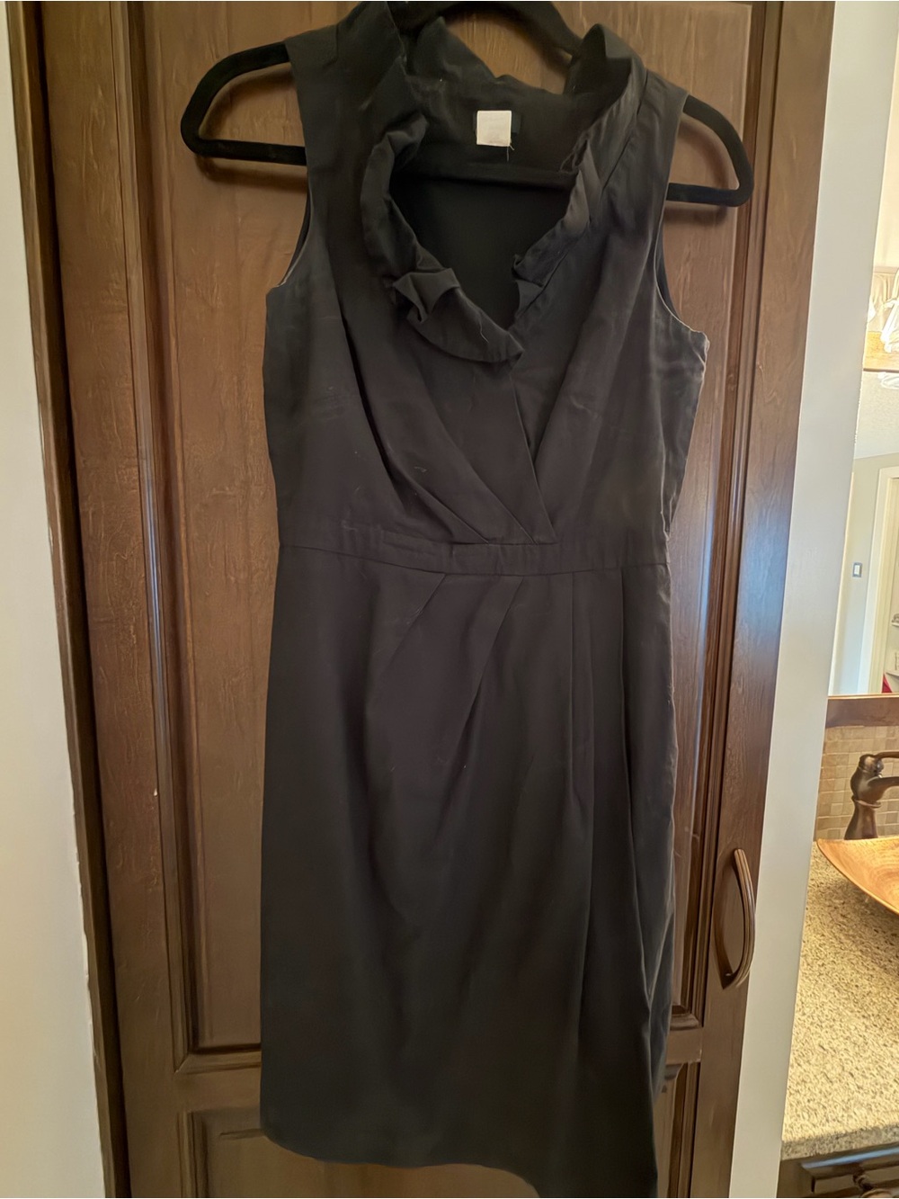 J. Crew Black Sleeveless Ruffle-Detail Midi Dress
